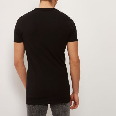 Black longline muscle fit T-shirt